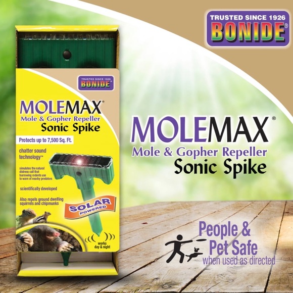 Bonide Mole Max Mole & Gopher Repeller Solar Powered Sonic Spike, 1 Unit - Picture 1 of 6